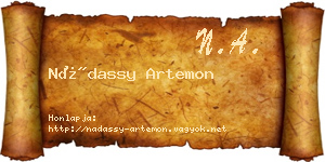 Nádassy Artemon névjegykártya